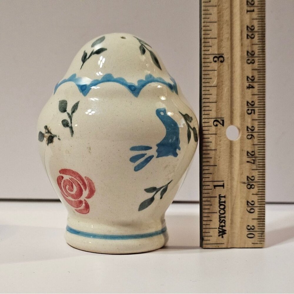 Boleslawiec Polish Pottery Salt Pepper Shakers Set Roses Bluebird - Picture 6 of 6